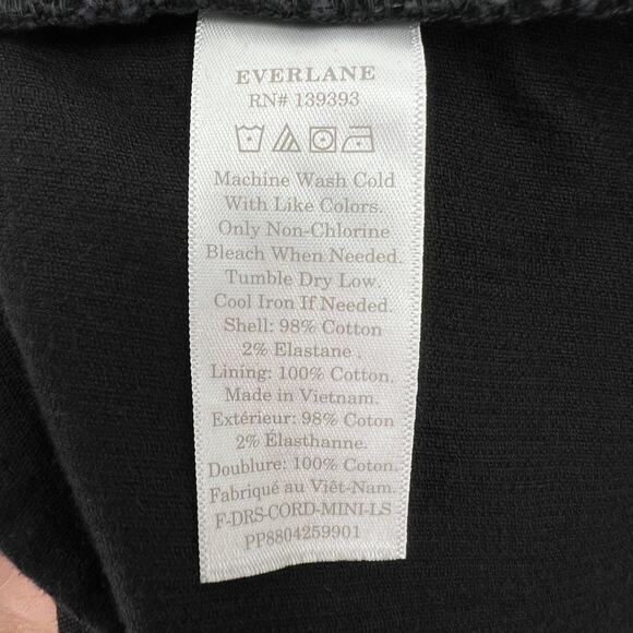 Everlane The Corduroy Mini Dress in Black Puff Sleeve Oversized Babydoll Size M - Picture 13 of 14